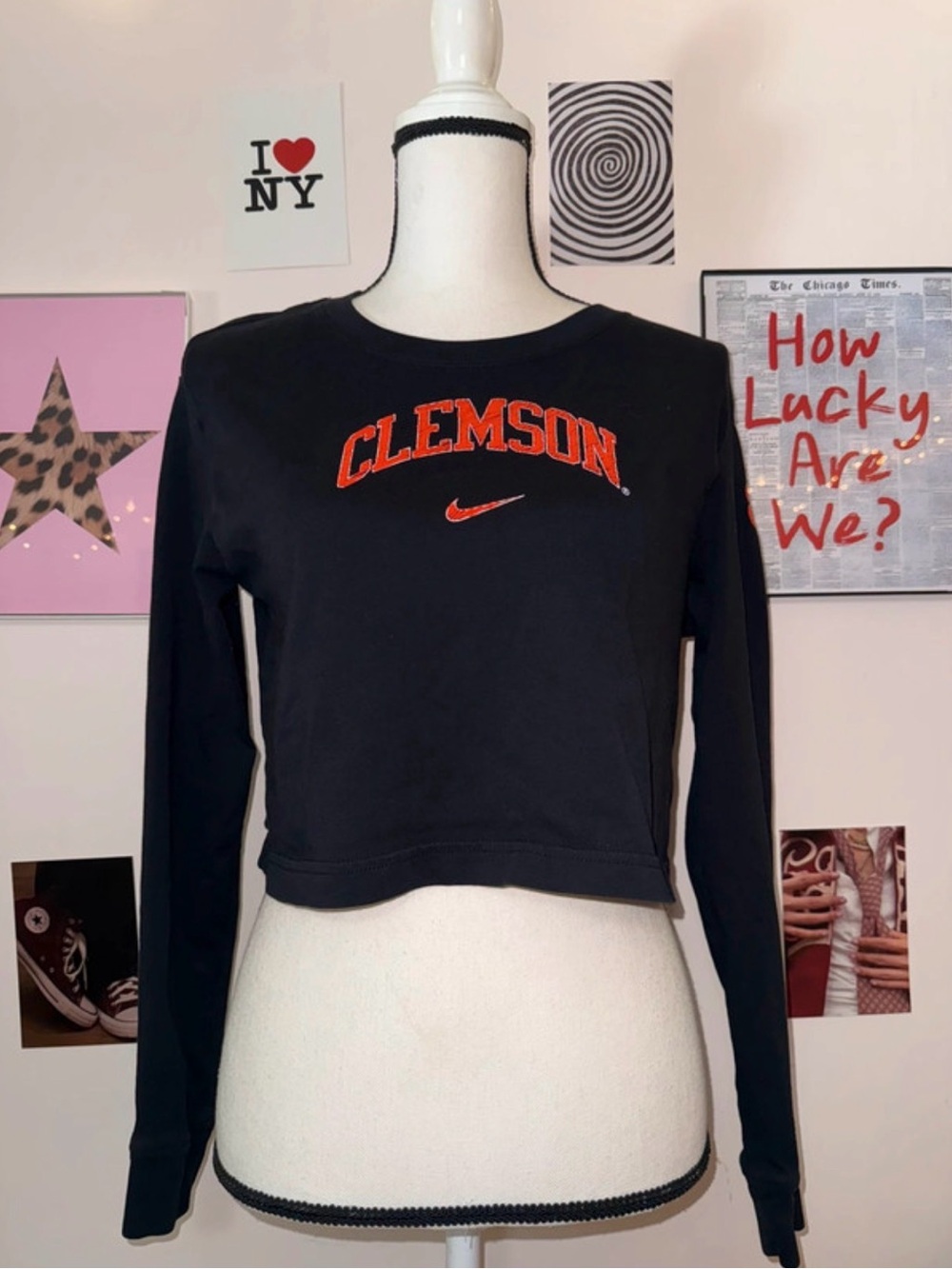 Nike Clemson Tigers Long Sleeve Cropped T-Shirt